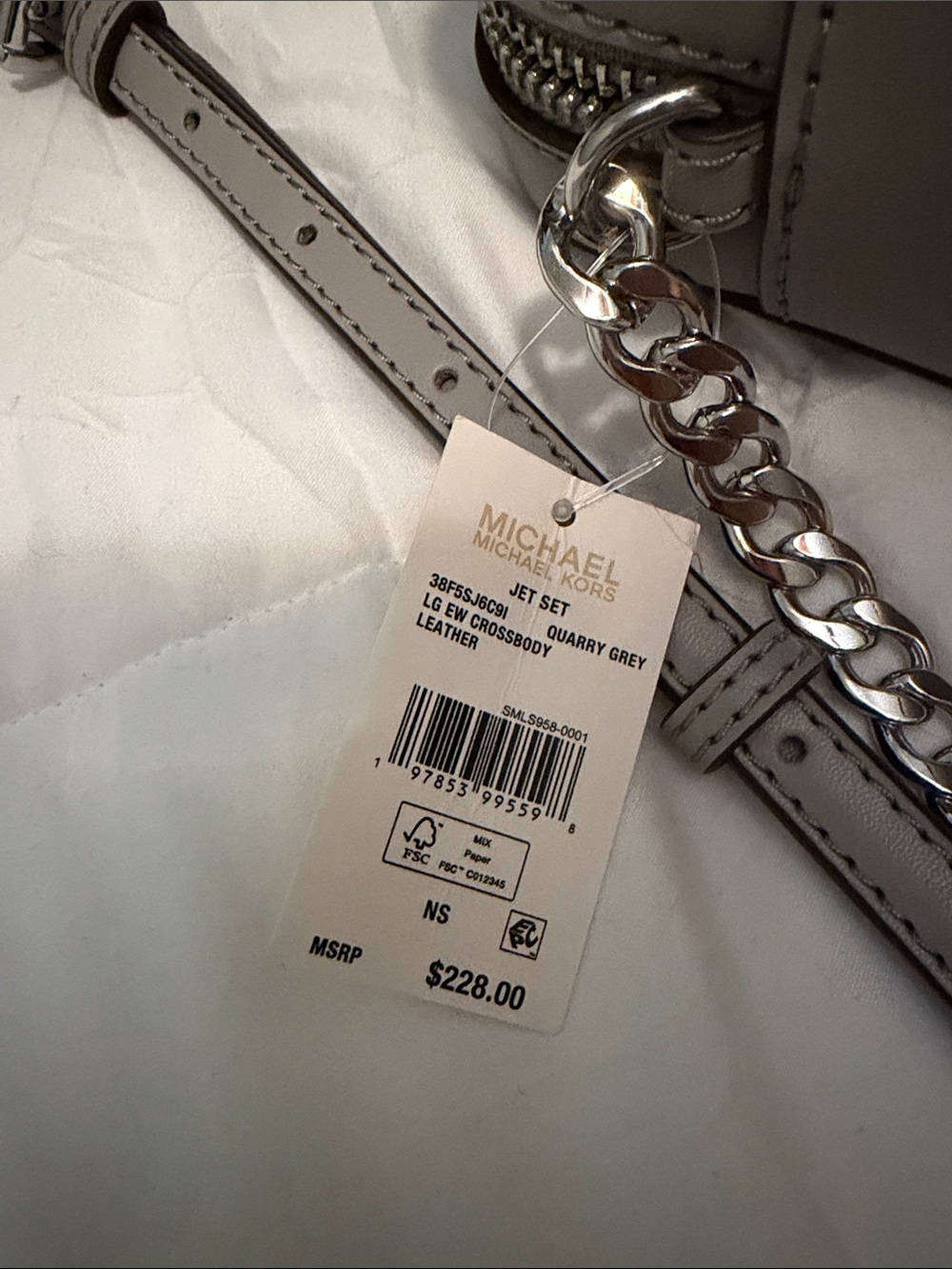Michael Kors Quarry Grey Snake-Print Crossbody Bag - Picture 6 of 6